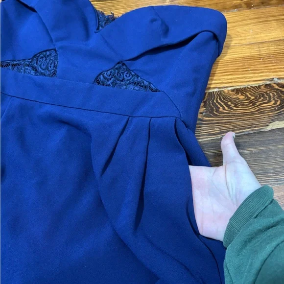 The kooples navy blue strapless lace mini evening dress size L - Picture 4 of 8